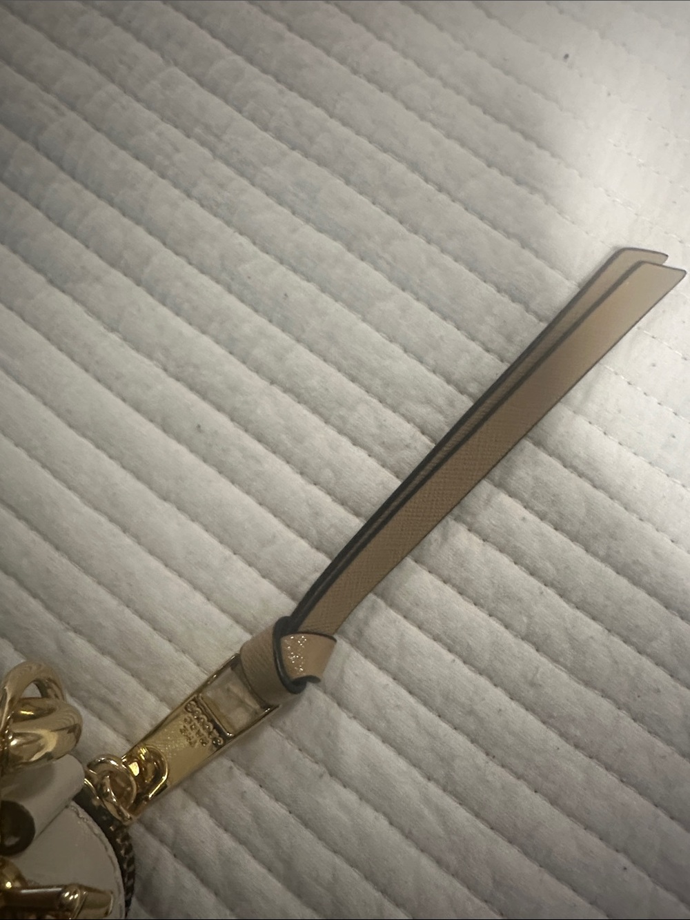 Marc Jacobs Gold Saffiano Camera Crossbody with Striped Strap - Picture 5 of 11
